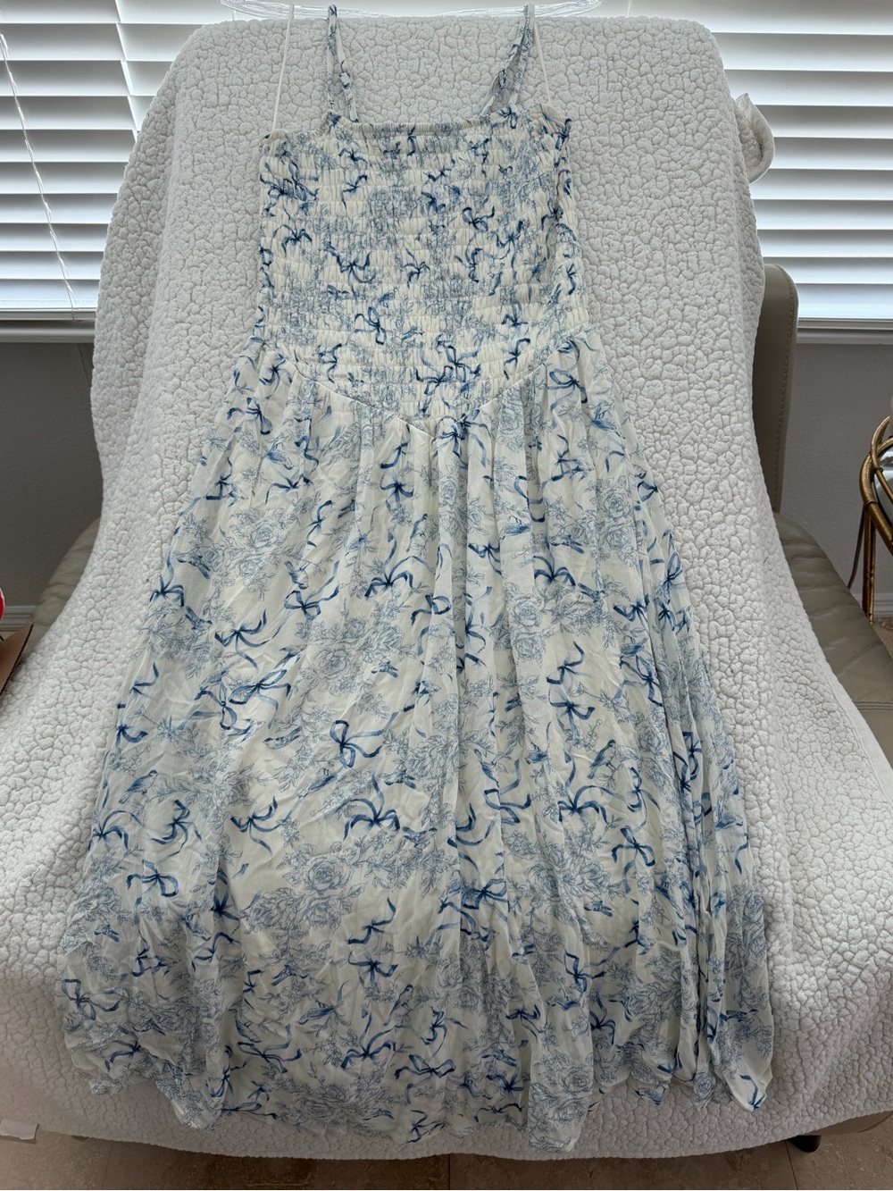 Smocked Blue Floral Midi Sundress - Women
